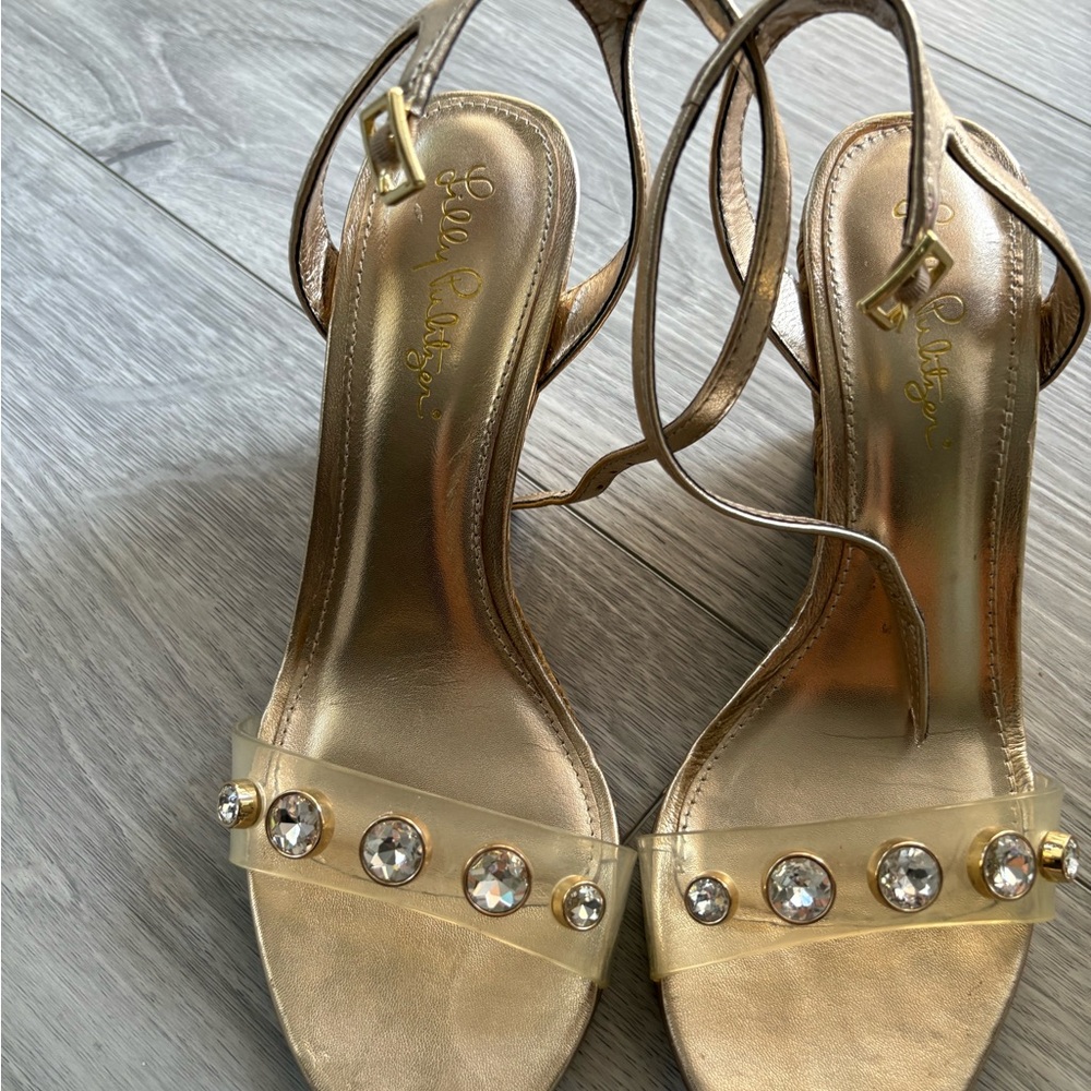 Lilly Pulitzer Gold Mini Wedge Sandals